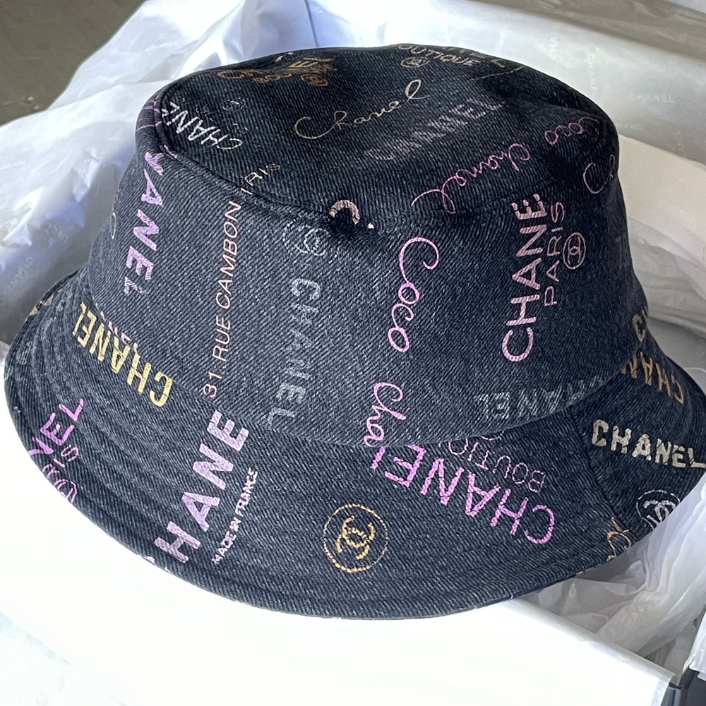 Chanel hat cap denim cc multi color beach cap logo hat size small coco beach - Picture 2 of 9